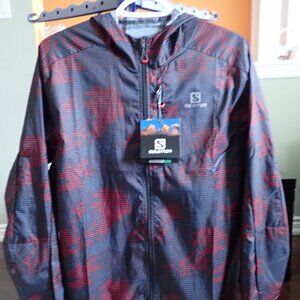 New Salomon Fast Wing Graphic Hoodie Wind Jacket Sz Mens L